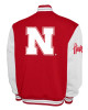 Nebraska Huskers Fleece Scarlet and White Varsity Jacket