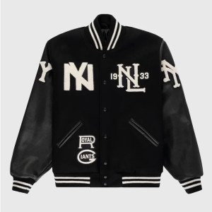 Negro League NY Yankees Black Wool Leather Varsity Jacket