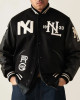 Negro League NY Yankees Black Wool Leather Varsity Jacket