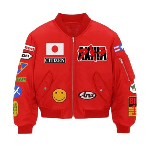 Neo-Tokyo Akira Bomber Red Full-Zip Satin Jacket