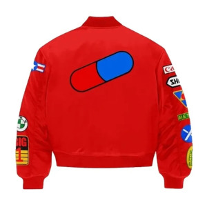 Neo-Tokyo Akira Bomber Red Full-Zip Satin Jacket