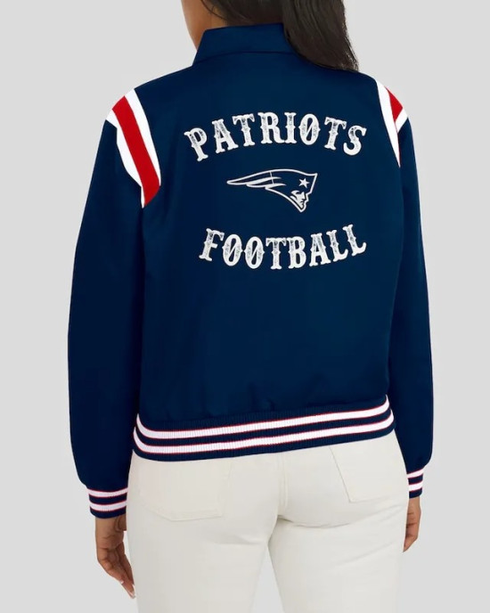 New England Patriots Lightweight Navy Varsity Satin Jacket