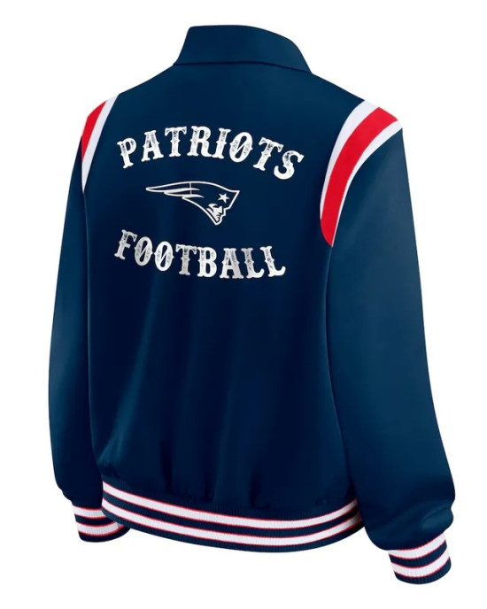 New England Patriots Lightweight Navy Varsity Satin Jacket