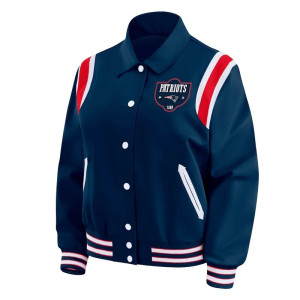 New England Patriots Lightweight Navy Varsity Satin Jacket
