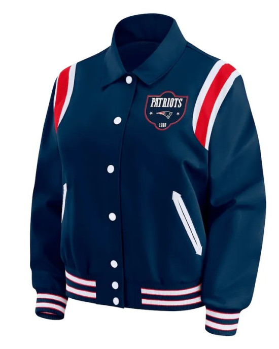 New England Patriots Lightweight Navy Varsity Satin Jacket