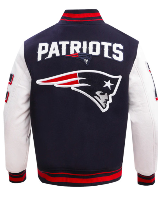 New England Patriots Mashup Rib Varsity Wool/Leather Jacket New England Patriots Mashup Rib Varsity Wool/Leather Jacket