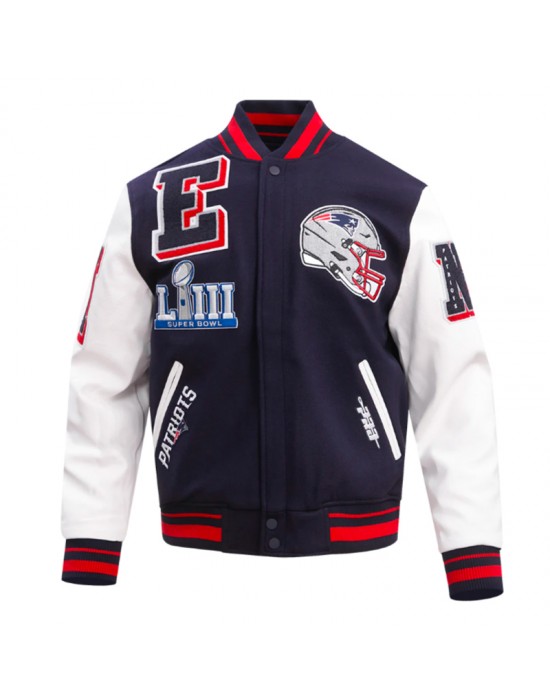 New England Patriots Mashup Rib Varsity Wool/Leather Jacket