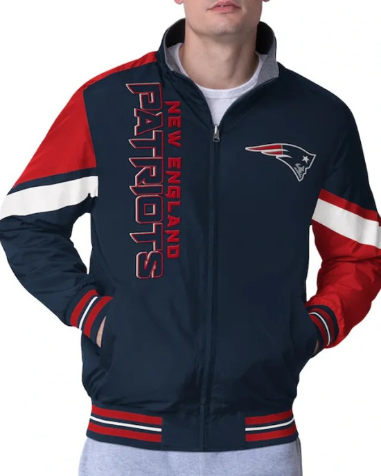 New England Patriots Strong Arm Navy Full-Zip Jacket New England Patriots Strong Arm Navy Full-Zip Jacket