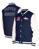 New Era Denver Broncos Navy Blue and White Varsity Jacket New Era Denver Broncos Navy Blue and White Varsity Jacket