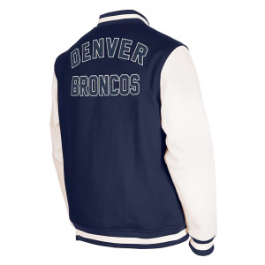 New Era Denver Broncos Navy Blue and White Varsity Jacket