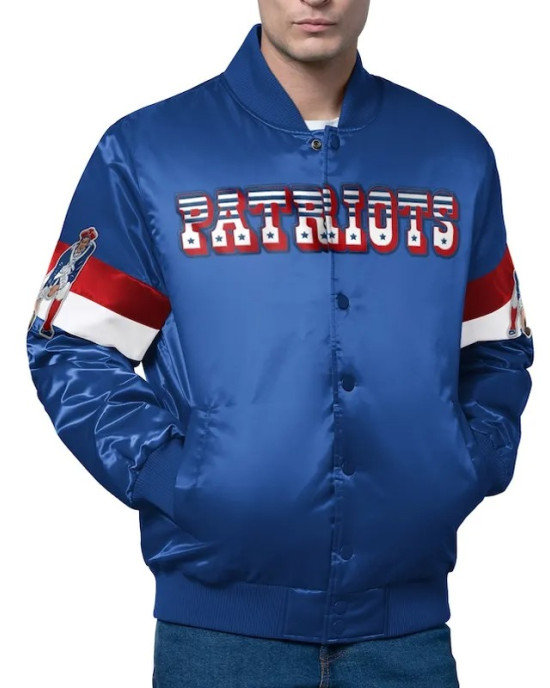 New England Patriots Triple Option Varsity Satin Jacket