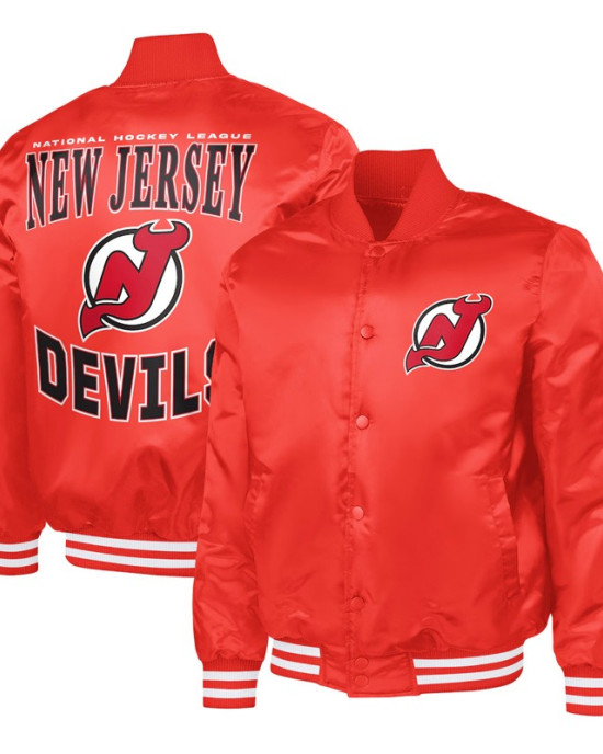 New Jersey Devils Adaptive Bold Logo Varsity Satin Jacket