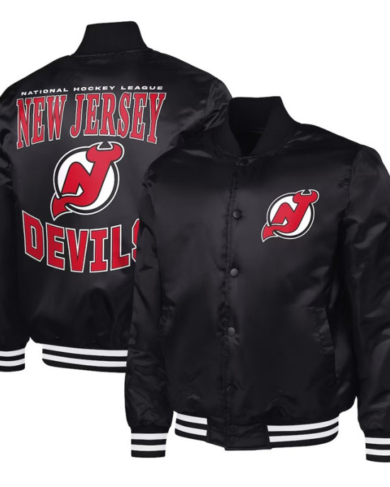 New Jersey Devils Adaptive Bold Logo Varsity Satin Jacket