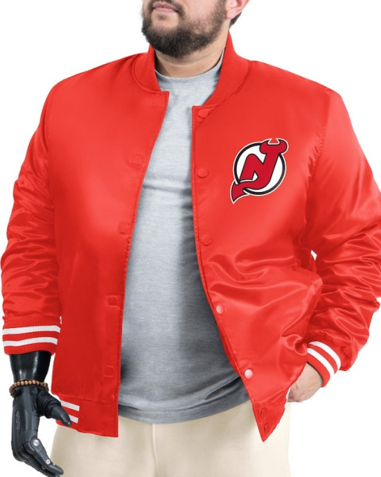 New Jersey Devils Adaptive Bold Logo Varsity Satin Jacket