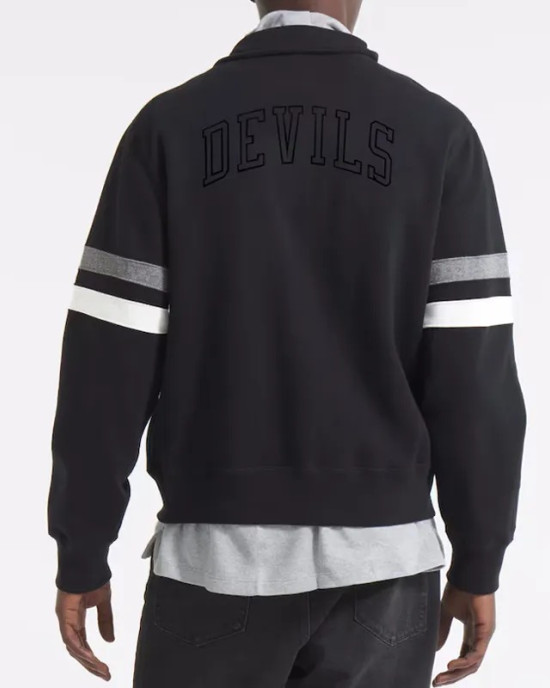 New Jersey Devils Black Striped Fleece Jacket New Jersey Devils Black Striped Fleece Jacket