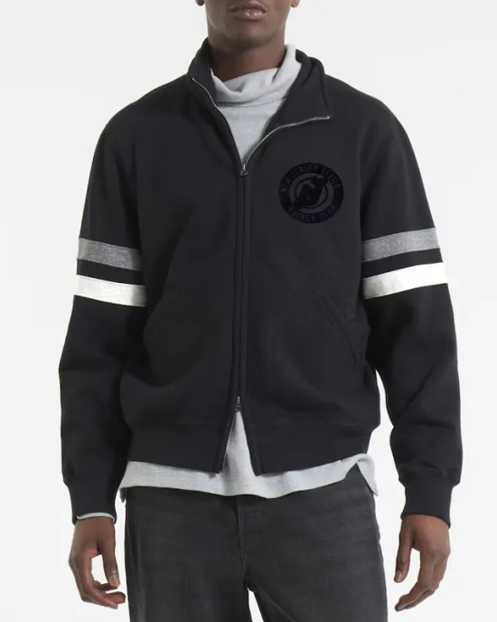 New Jersey Devils Black Striped Fleece Jacket New Jersey Devils Black Striped Fleece Jacket