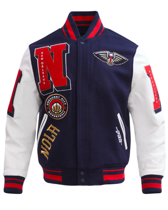 New Orleans Pelicans Mashup Classic Rib Varsity Jacket New Orleans Pelicans Mashup Classic Rib Varsity Jacket