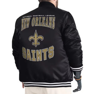 New Orleans Saints Adaptive Team Graphic Varsity Satin Jacket