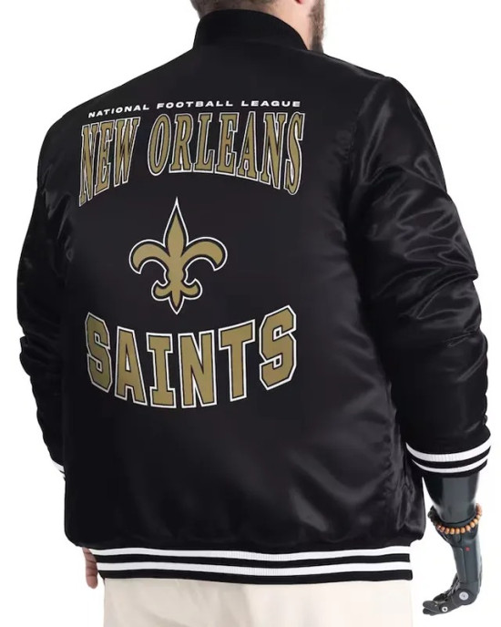 New Orleans Saints Adaptive Team Graphic Varsity Satin Jacket