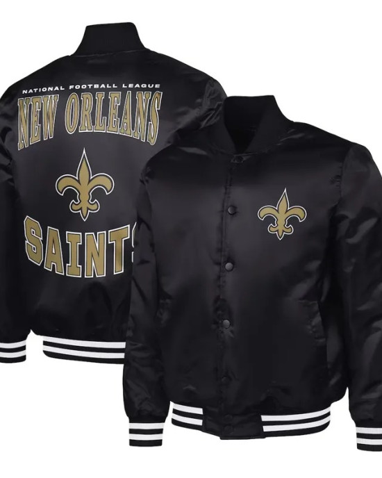 New Orleans Saints Adaptive Team Graphic Varsity Satin Jacket