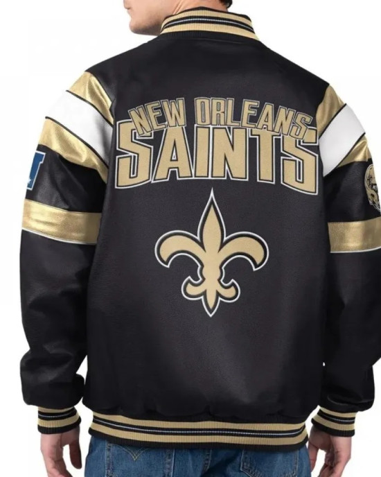 New Orleans Saints G-III Faux Varsity Leather Jacket