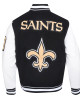 New Orleans Saints Mashup Rib Varsity Wool and Leather Jacket New Orleans Saints Mashup Rib Varsity Wool and Leather Jacket