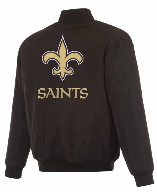 New Orleans Saints Reversible Black/Gray Flight Jacket - Full-Zip Style