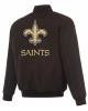 New Orleans Saints Reversible Black/Gray Flight Jacket - Full-Zip Style