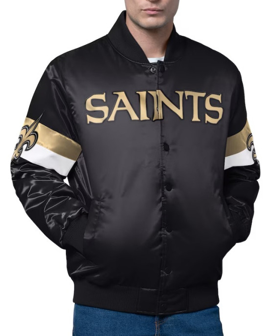 New Orleans Saints Triple Option Varsity Satin Jacket