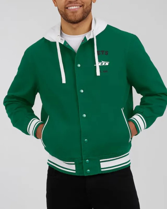 New York Jets Green Cotton Hooded Jacket