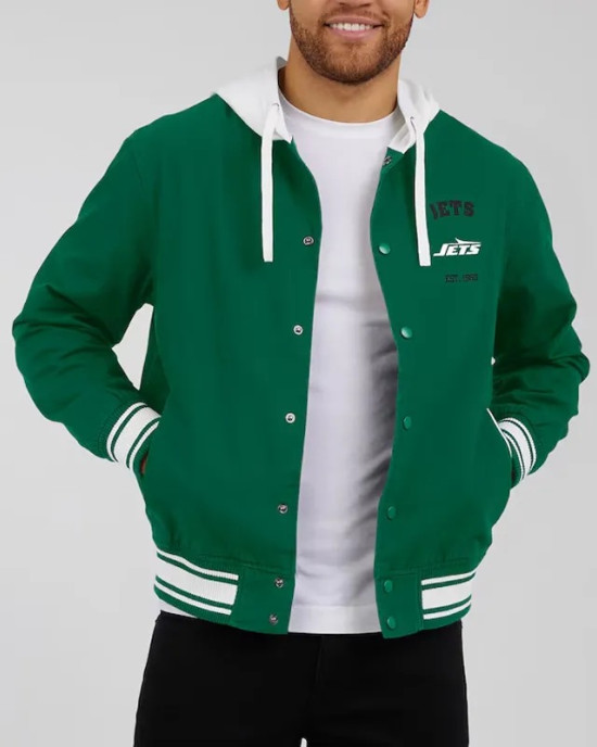 New York Jets Green Cotton Hooded Jacket