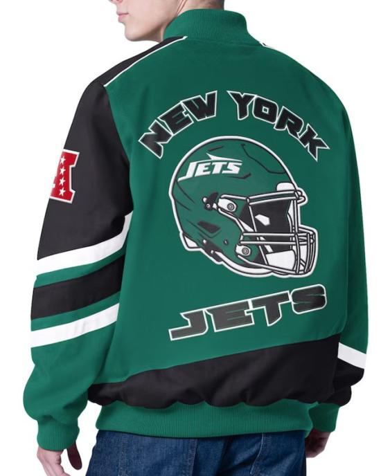 New York Jets Prime Time Racing Full-Zip Green Cotton Jacket