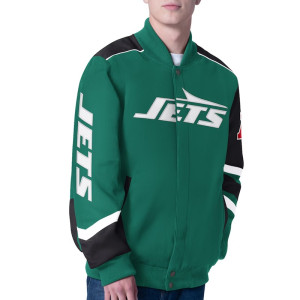 New York Jets Prime Time Racing Full-Zip Green Cotton Jacket