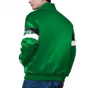 New York Jets Triple Option Full-Snap Varsity Satin Jacket