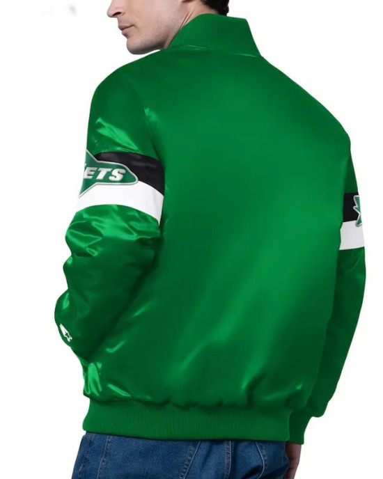New York Jets Triple Option Full-Snap Varsity Satin Jacket