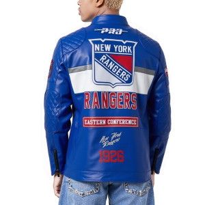 New York Rangers Blue Men's Moto Jacket