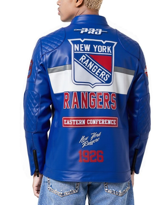 New York Rangers Blue Men's Moto Jacket