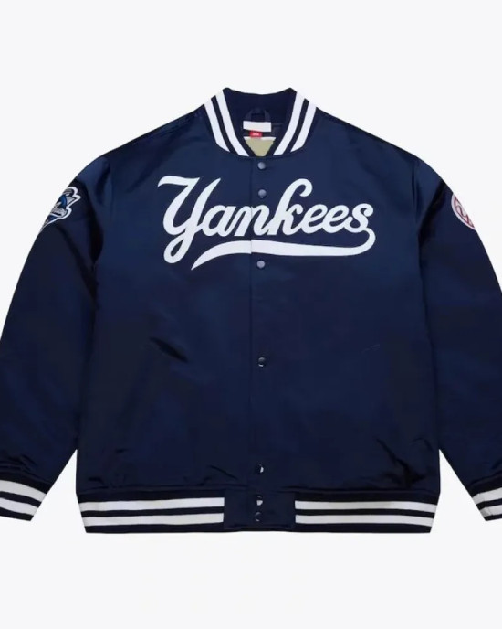 New York Yankees 2000 Full-Snap Satin Navy Jacket New York Yankees 2000 Full-Snap Satin Navy Jacket