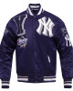 New York Yankees Mashup Men's Rib Navy Blue Satin Jacket New York Yankees Mashup Men's Rib Navy Blue Satin Jacket