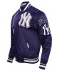 New York Yankees Mashup Men's Rib Navy Blue Satin Jacket New York Yankees Mashup Men's Rib Navy Blue Satin Jacket
