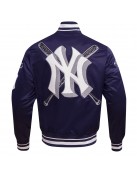 New York Yankees Mashup Men's Rib Navy Blue Satin Jacket