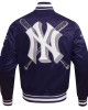 New York Yankees Mashup Men's Rib Navy Blue Satin Jacket New York Yankees Mashup Men's Rib Navy Blue Satin Jacket