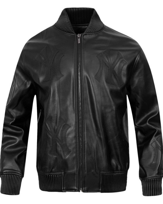 New York Yankees Washed Vanguard Men's Leather Varsity Jacket