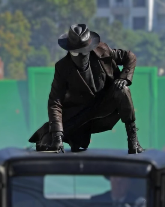 Nicolas Cage Spiderman Noir First Look Black Leather Coat