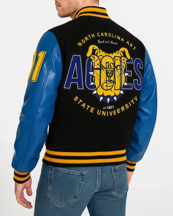 North Carolina A&T Aggie Black and Blue Varsity Jacket