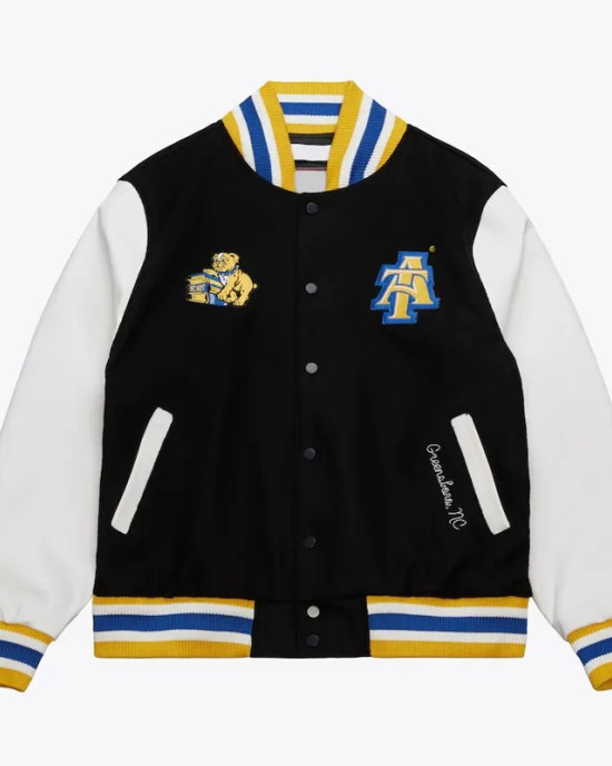 North Carolina A&T Aggies Homecoming Black Varsity Jacket North Carolina A&T Aggies Homecoming Black Varsity Jacket