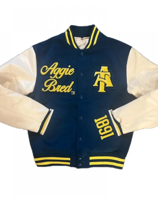 North Carolina A&T Chenille Navy and Off White Varsity Jacket
