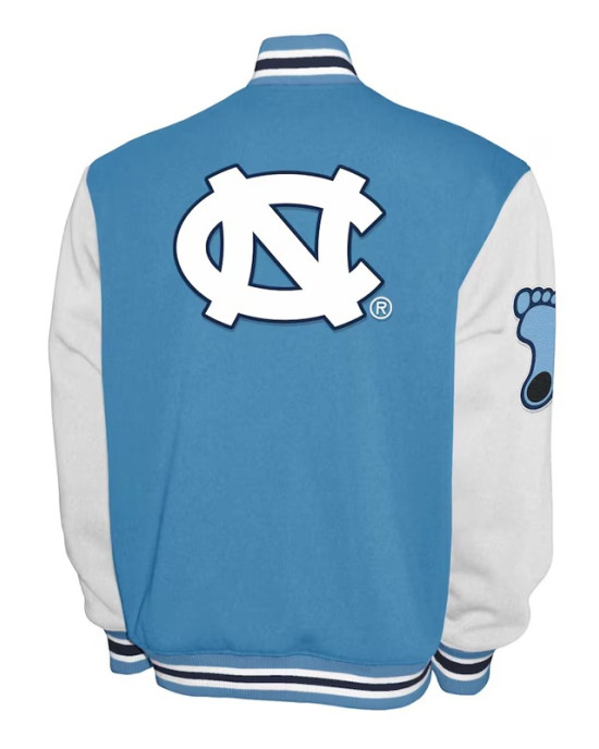 North Carolina Tar Heels Fleece Carolina Blue and White Varsity Jacket