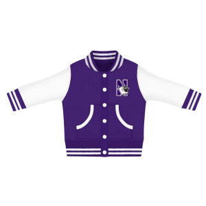 Northwestern University Wildcats Purple and White Letterman Jacket