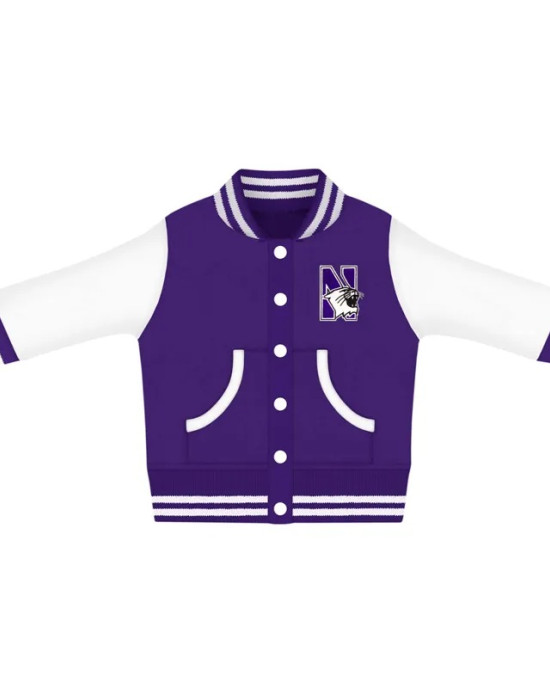 Northwestern University Wildcats Purple and White Letterman Jacket